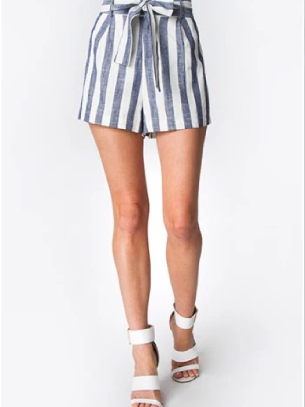 2/$5 Striped Blue and White Paperbag Waist Women’s Nautical Shorts
